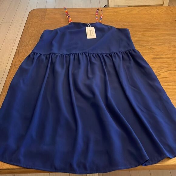 CROSBY BY MOLLIE BURCH SOLID BLUE ELLA DRESS WITH RAINBOW STRAPS.  NEW W… - Picture 2 of 12